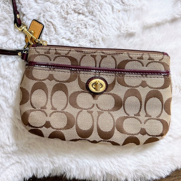 Coach Brown Logo Wristlet Bag - Picture 8 of 8